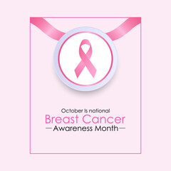 Breast Cancer Awareness Month in October. greeting card, poster, banner, Vector Template. Holiday Concept