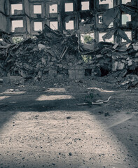 destroyed houses in a city lost in the war in Ukraine