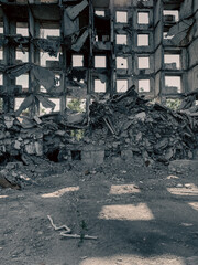 destroyed houses in a city lost in the war in Ukraine