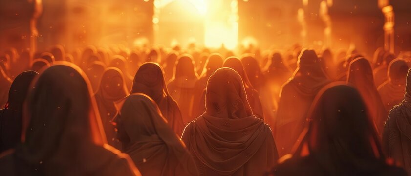 Mortals gathering in assemblies, engaging with the public