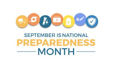 National Preparedness Month. Emergency concept Greeting card, poster, Ribbon, banner, Vector Template.