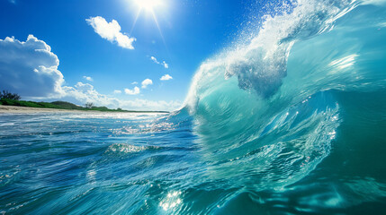 bord de mer avec eau turquoise et vagues