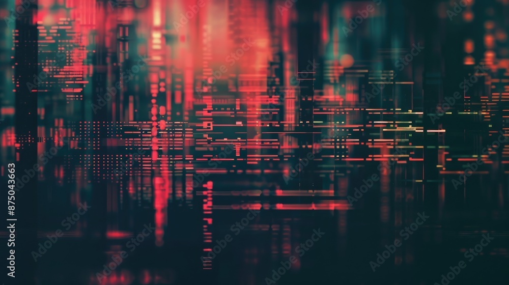 Aufkleber digital design with glitchy patterns on dark screen