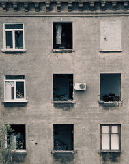 destroyed houses in a city lost in the war in Ukraine