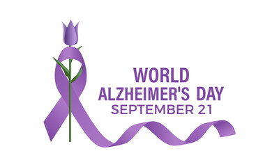 World Alzheimers Day. Health Care concept Greeting card, poster, Ribbon, banner, Vector Template.
