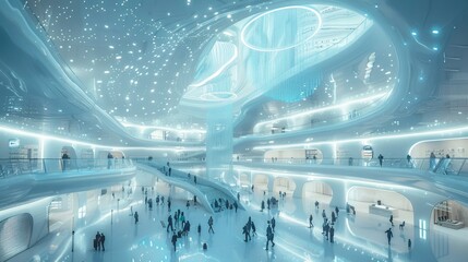 A BIM-enhanced visualization of a technology hub, showcasing research facilities and collaborative workspace environments