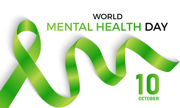 world mental health day observed on october 10. Health Care concept Greeting card, poster, Ribbon, banner, Vector Template.