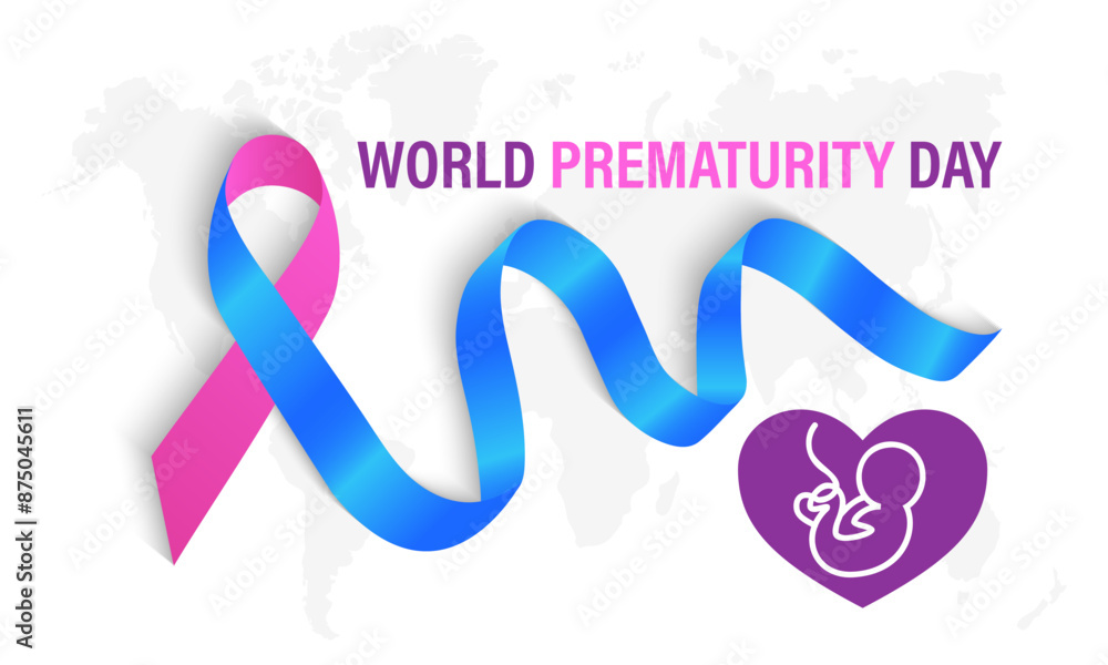 Wall mural world prematurity day in september. health care concept greeting card, poster, ribbon, banner, vecto