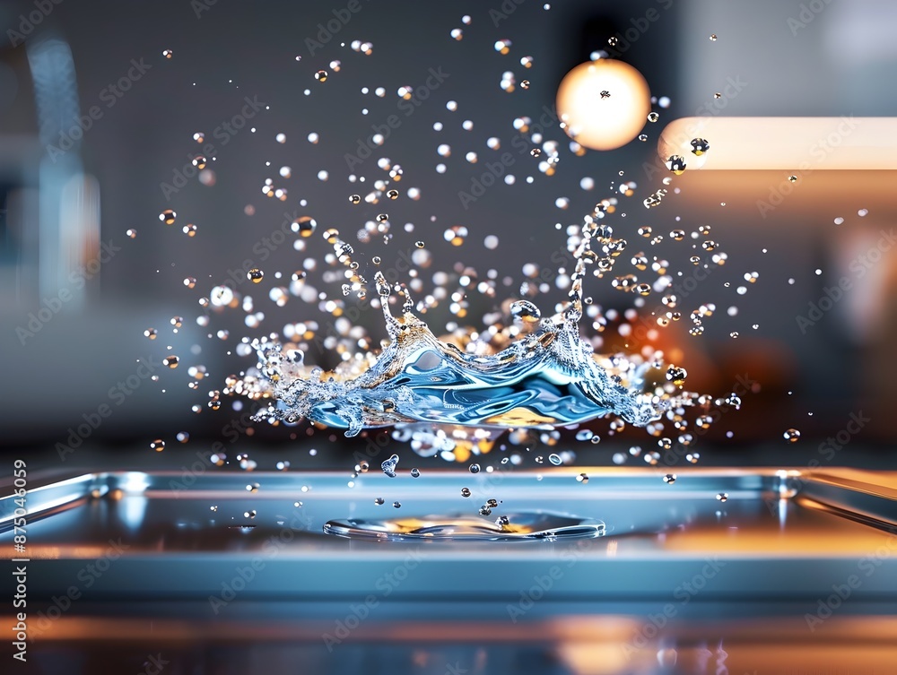 Poster mesmerizing fractal-like water droplet patterns in fluid motion