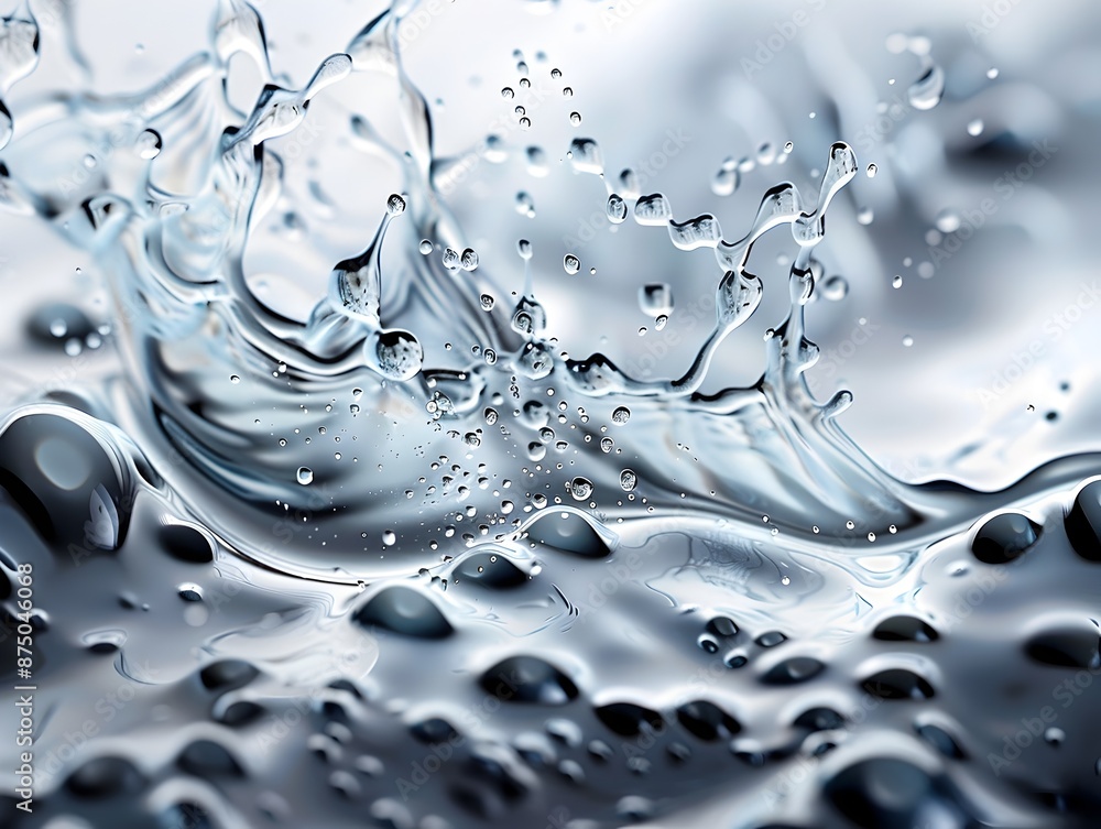 Poster overflowing sink filled with intricate water droplet patterns resembling mathematical fractals