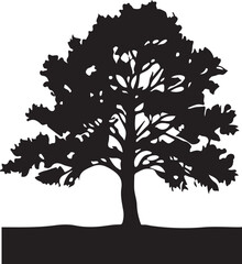 Obraz premium Minimalist tree Silhouette Vector illustration,vector black color silhouette