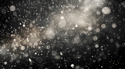 White dust element bokeh pattern flying overlay in a dark. Dust particle on black abstract background. 