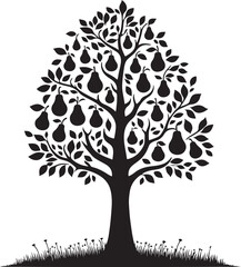 Obraz premium Pear Tree Silhouette Image, vector black color silhouette
