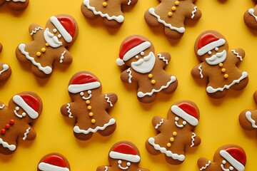 Obraz premium christmas cookies on wooden table, festive holidays bakery concept 