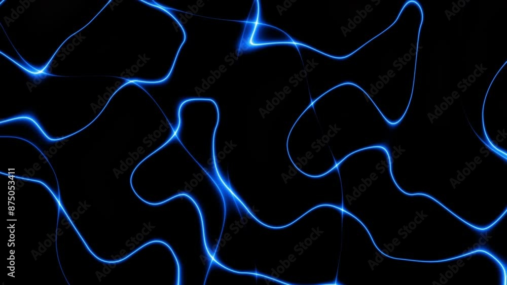 Poster blue energy light strings or waves background with flares and backlighting. usable as future modern 