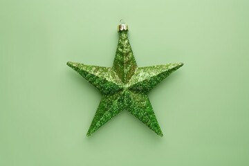 Obraz premium sparkling christmas star toy isolated on green background