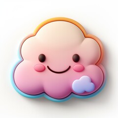 A Happy Cloud With Rainbow Edges