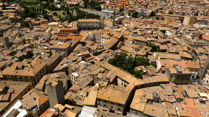 Aerial view of the historic center of Viterbo, Lazio, Italy. 