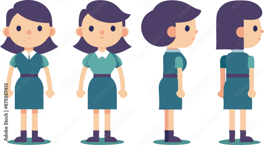 Poster cartoon character design showing multiple angles