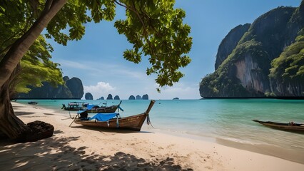 Obraz premium A beautiful tropical beach in Thailand nature view image Generated with Ai