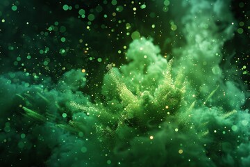 explosion of color particles on a dark background