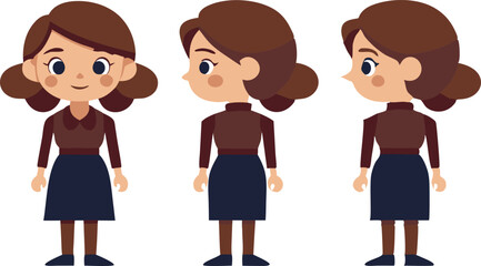 Cute Cartoon Character Model With Different Poses