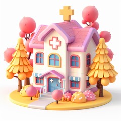 Fototapeta premium A Miniature Hospital in a Colorful Autumn Scene