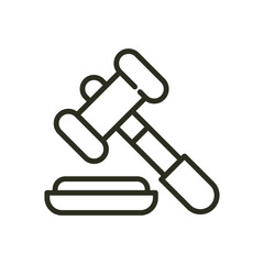 Auction judge court hammer outline icon. Law gavel illustration image. Market auction bidding vector icon