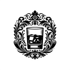 Obraz premium vegetable in decorative emblem ornament.