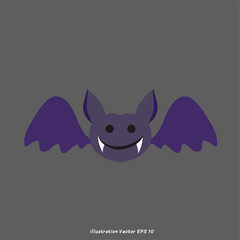 Bat  Halloween elements Vector,  isolated on gray background, Vector illustration EPS 10