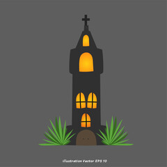 Haunted House Halloween elements Vector,  isolated on gray background, Vector illustration EPS 10