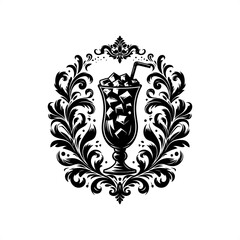 Fototapeta premium vegetable in decorative emblem ornament.
