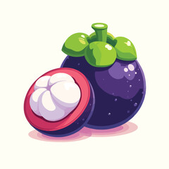 cartoon fresh mangosteen fruit on white background