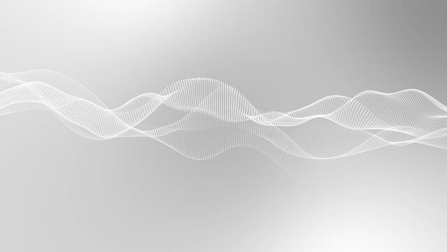 White and Black color hi-tech particles forming wavy pattern futuristic particles background