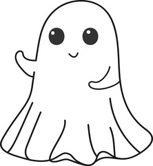 Groovy Ghost Halloween, outline style