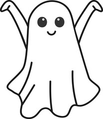 Groovy Ghost Halloween, outline style
