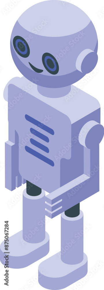 Aufkleber smiling robot standing with arms by its side isometric icon, artificial intelligence concept