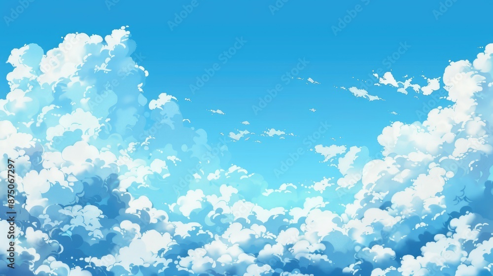 Poster blue sky and white clouds obscure backdrop blank area available
