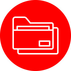 Folder Vector Line White Circle Red