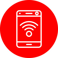 Wifi Vector Line White Circle Red