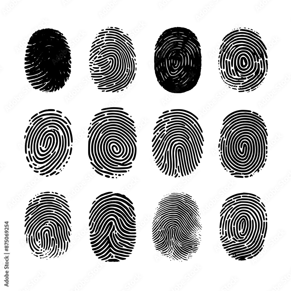 Poster fingerprint set vector isolated