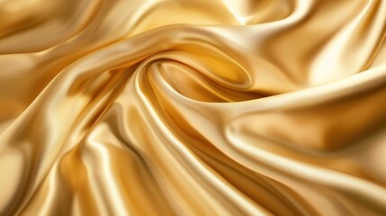 Fototapeta premium Elegant silk fabric wallpaper featuring luxurious wrinkles and folds. Background of gold, wavy material.