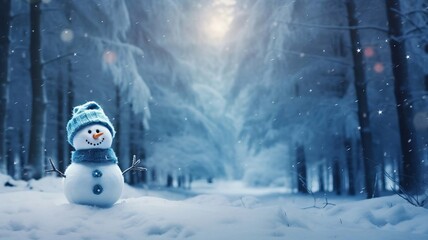 Obraz premium snowman standing in the field. selective focus Generative AI,