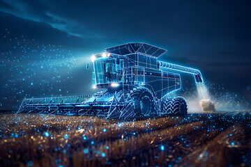 bulldozer, construction equipment. Digital wireframe polygon illustration. technology of lines and points	
