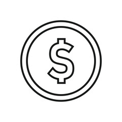 Money outline icon on white background. Coins vector illustration in flat style. Icons for design, website.