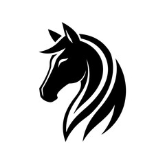 horse head black silhouette vector design