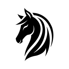 horse head black silhouette vector design