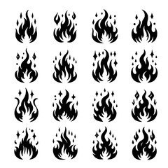 fire flame set vector isolated