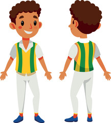 Obraz premium Cartoon Boy Character Front And Back View