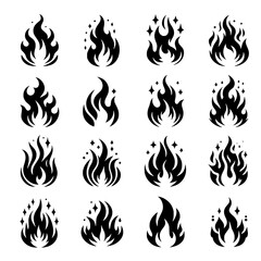 fire flame set vector isolated